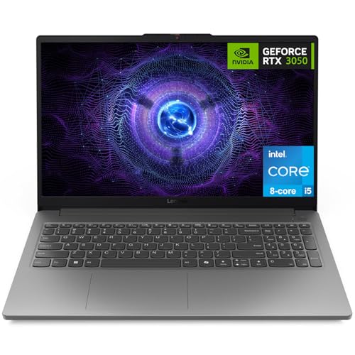 Image of Lenovo LOQ Essential Gaming Laptop, 15.6 inch FHD 144Hz Display, 8-core Intel Core i5-12450HX, GeForce RTX 3050, 16GB DDR5, 512GB SSD, Wi-Fi 6, RJ-45, USB-C, HDMI, Card Reader, Non-Backlit, Win 11 Home