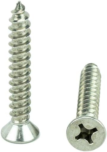 #10 x 1-3/4" Flat Head Phillips Sheet Metal Screws Self Tapping,18-8 Stainless Steel, Full Thread, Qty 100 by Bridge Fasteners