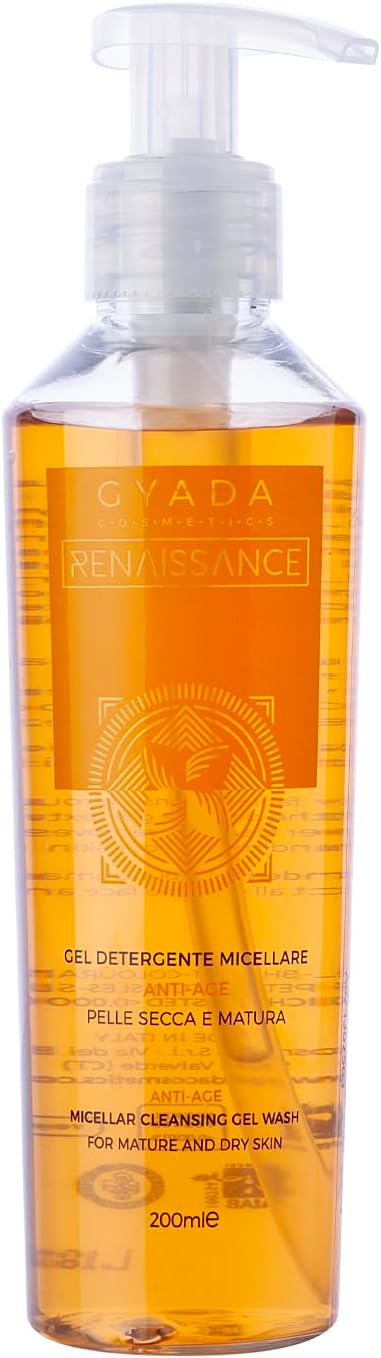 GYADA COSMETICS, Micellaire Anti-aging Cleansing Gel voor het gezicht, geschikt voor droge en rijpe huid, make-up remover voor make-up, niet waterdicht, met aloë vera, 200 ml, 1, 1