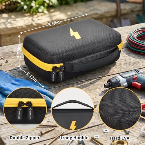 Image of Case Compatible for Fluke 17B+ /15B+ / 17B / 15B / /177 /179 / 113 /114 / 115 /116 / 117 /87V / 88V / 101 Digital Multimeter, Protective Travel Storage Bag with Detachable DIY Foam (Box Only) (Black+Yellow Pocket)