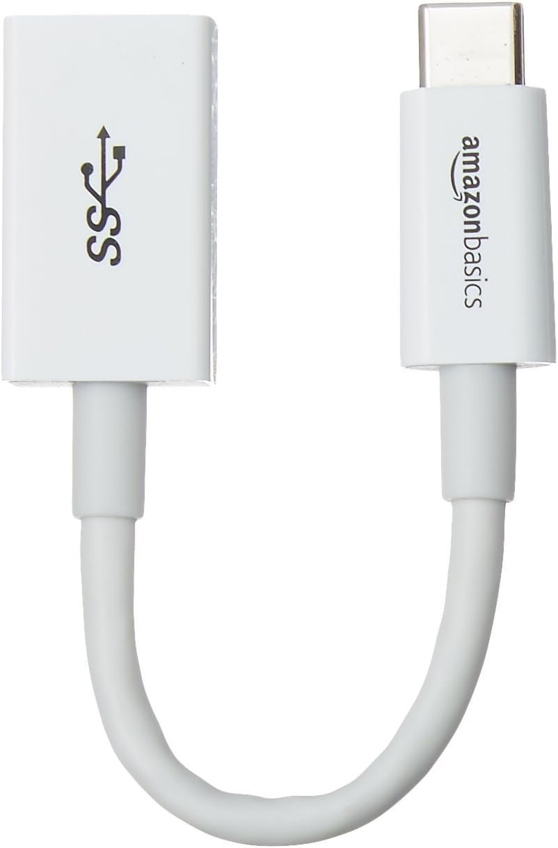 AmazonBasics USB Type-C to USB 3.1 Gen1 Female Adapter Cable - White