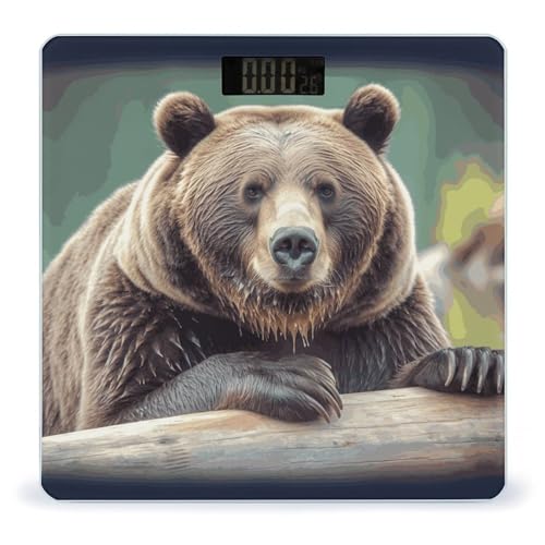 Báscula Digital de Baño Grizzly Bear con LCD y Vidrio Templado
