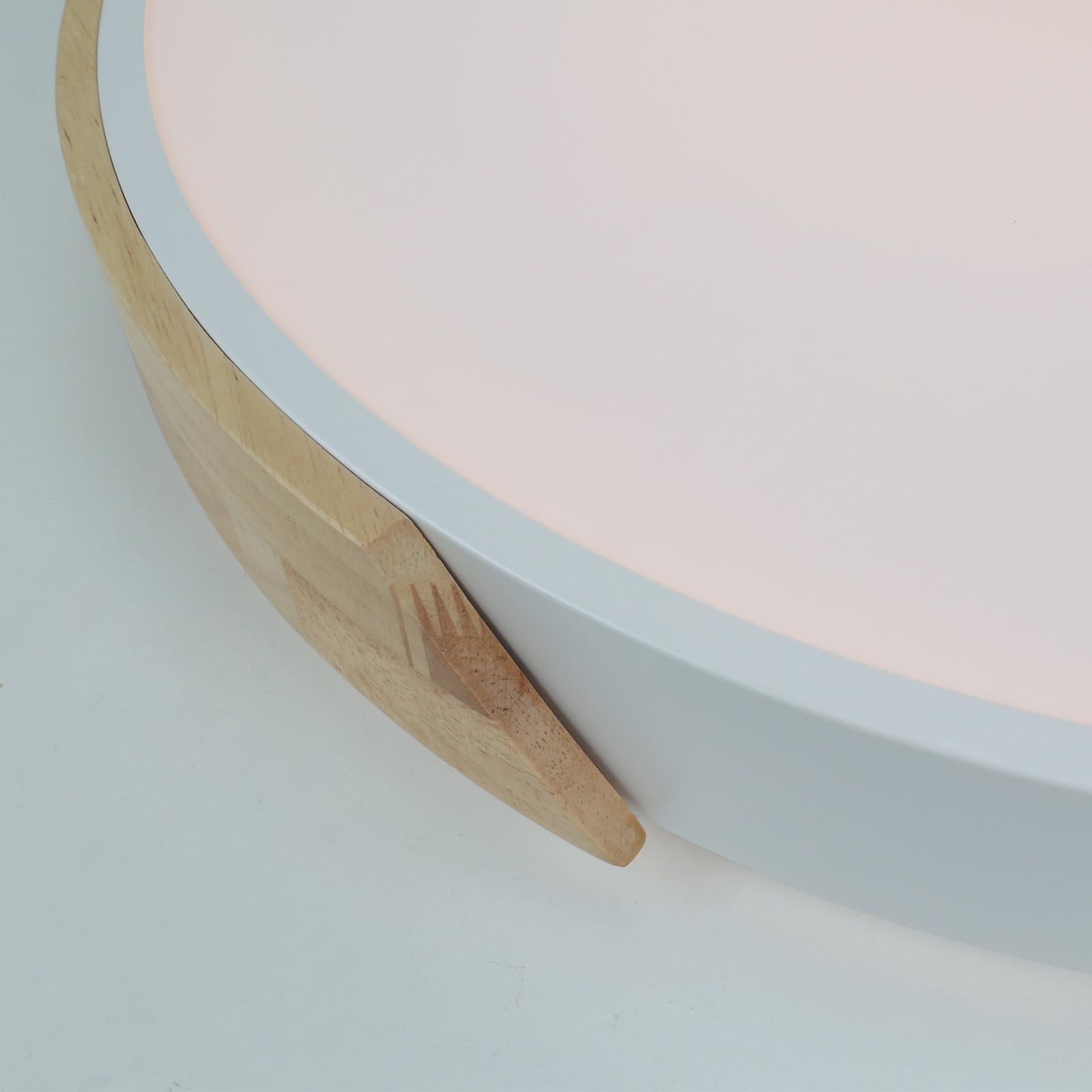Alpinaluz Plafón LED de Techo Ø40 cm – Metal Blanco y Madera Natural – 30W con Luz Regulable CCT (3000K/4000K/6000K) – Estilo Nórdico Moderno para Salón, Comedor o Dormitorio