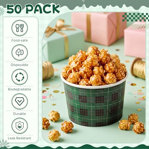 Image of Zopeal 50 Count Green and Black Checkered Ice Cream Cups 9 oz Race Car | Disposable Dessert Bowls, Paper Ice Cream Bowls, Birthday Party Supplies, Snack Cups Sundae Picnic Yogurt Bowls for Food