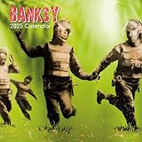 2025 Square Wall Calendar - Banksy 12 x 12 Inch Monthly View, 16-Month, Art Theme, Includes 180 Reminder Stickers