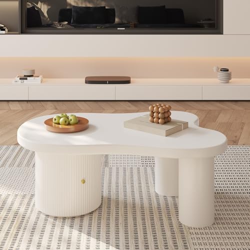 WISDOMLIFE Asymmetrischer Couchtisch mit Stauraum, Robuster Coffee Table 100×60×37 cm, Schlichtes Möbel für Wohnzimmer Büro mit Aluminiumgriff Schrank – Bild 4