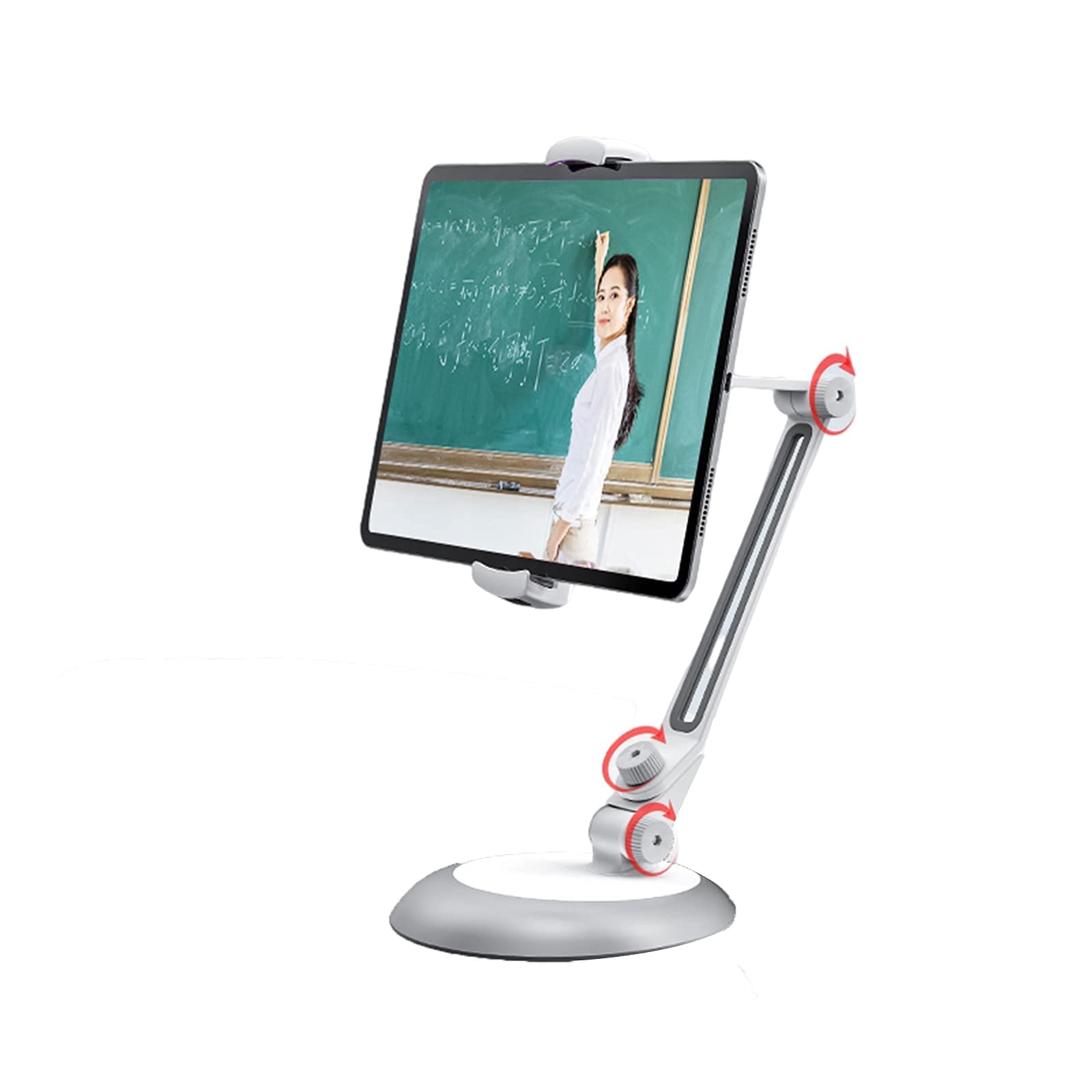 5sssallefaa Stylish Aluminum Tablet Stand Cell Phone Stand with 2-Stage Arm 360 Swivel Desk Multi-Angle Mount Holder fits