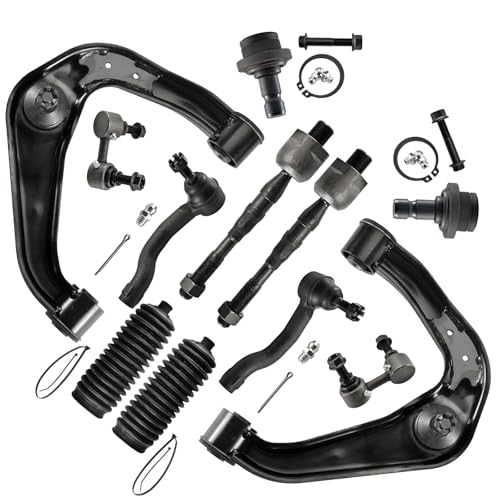 ASUPRICOS 12pcs Suspension Kit for 2005-2019 Nissan Frontier Pathfinder Xterra, Front Upper Control Arms and Lower Ball Joints Sway Bar Links Inner and Outer Tie Rod Ends and Boots