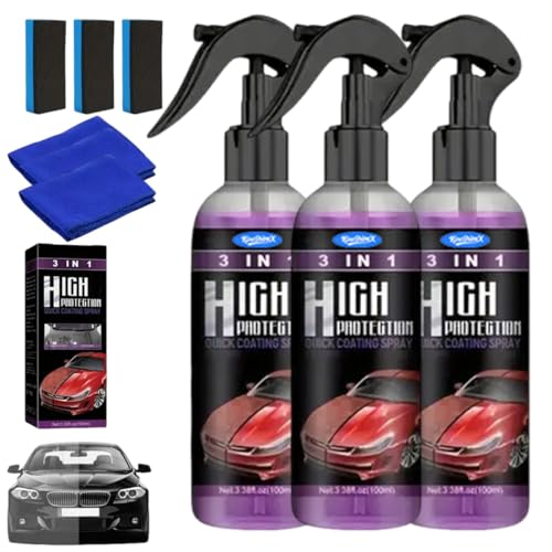 Kicklo Spray Di Rivestimento Ceramico Rapido 3 in 1 per Auto, Lucentezza E Protezione, Spray Sigillante Rapido per Vernice, Cera Protettiva Multifunzionale per La Riparazione(3pcs)