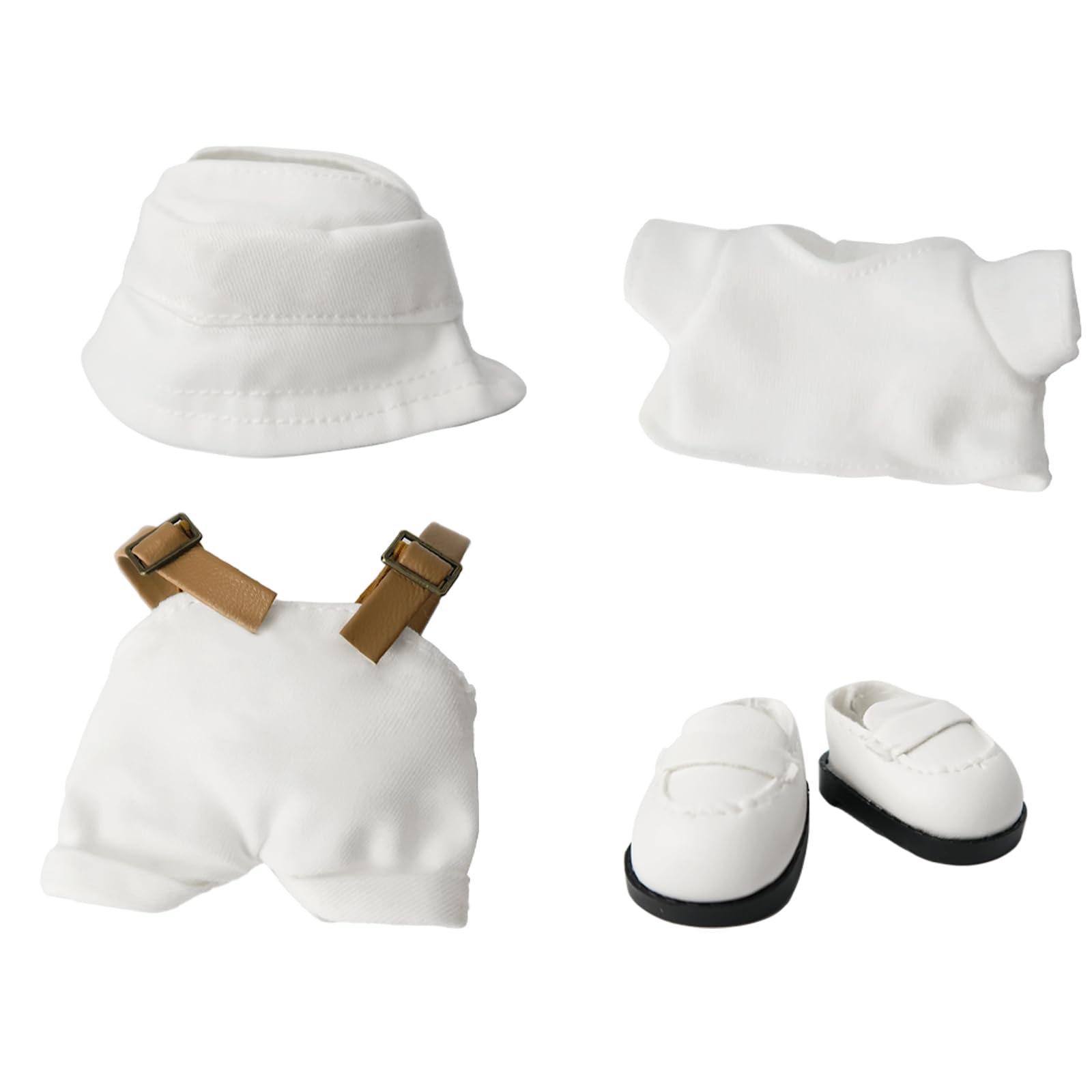 4-Piece Clothes - Cloth for Dolls Outfit, Clothes + Bucket Hat+ T-Shirt + Shoes, No Doll