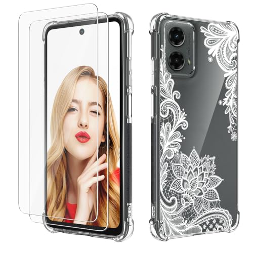 FollmeAir for Moto G 5G 2024 Case, Slim Flexible TPU for Girls Women Airbag Bumper Shock Absorption Rubber Soft Silicone Cover for Motorola Moto G 5G 2024 (White Lace)