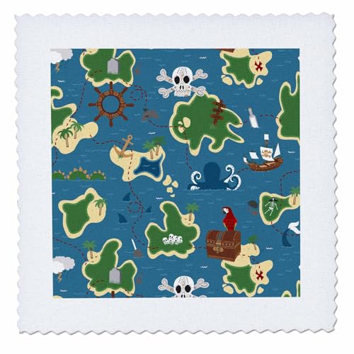12x12 inch Quilt Square - Pirate Treasure Map Designs Kids Stuff