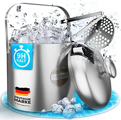 SilverRack Cubitera de acero inoxidable con pinzas y tapa (1,3 l) – Contenedor de hielo para cubitos de hielo y frutas, ideal para fiestas y bodas – Cubitera de hielo SilverRack Cubitera de acero inoxidable con pinzas y tapa (1,3 l) – Contenedor de hielo para cubitos de hielo y frutas, ideal para fiestas y bodas – Cubitera de hielo
