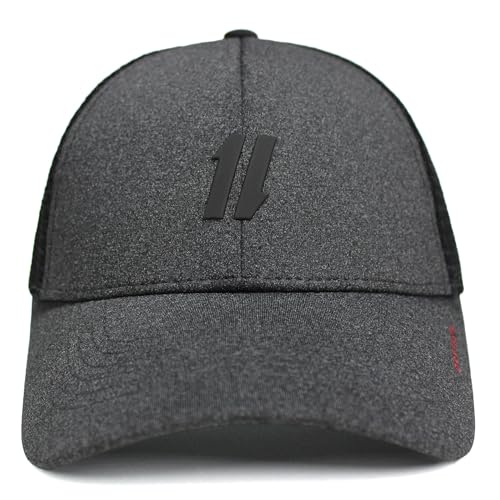 Image of Performance Trucker Hats for Men by King & Fifth | Mens Baseball Hats with Low Profile & Mesh Fabric + Workout Hat (US, Alpha, X-Small, Black Grey)