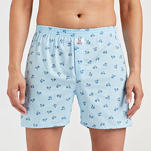 Image of Longies Cotton Mens Boxers Pack of 3 Regular Printed (LGBOXPO3VOO3 Sky Blue,Yellow,Blue3359 L)