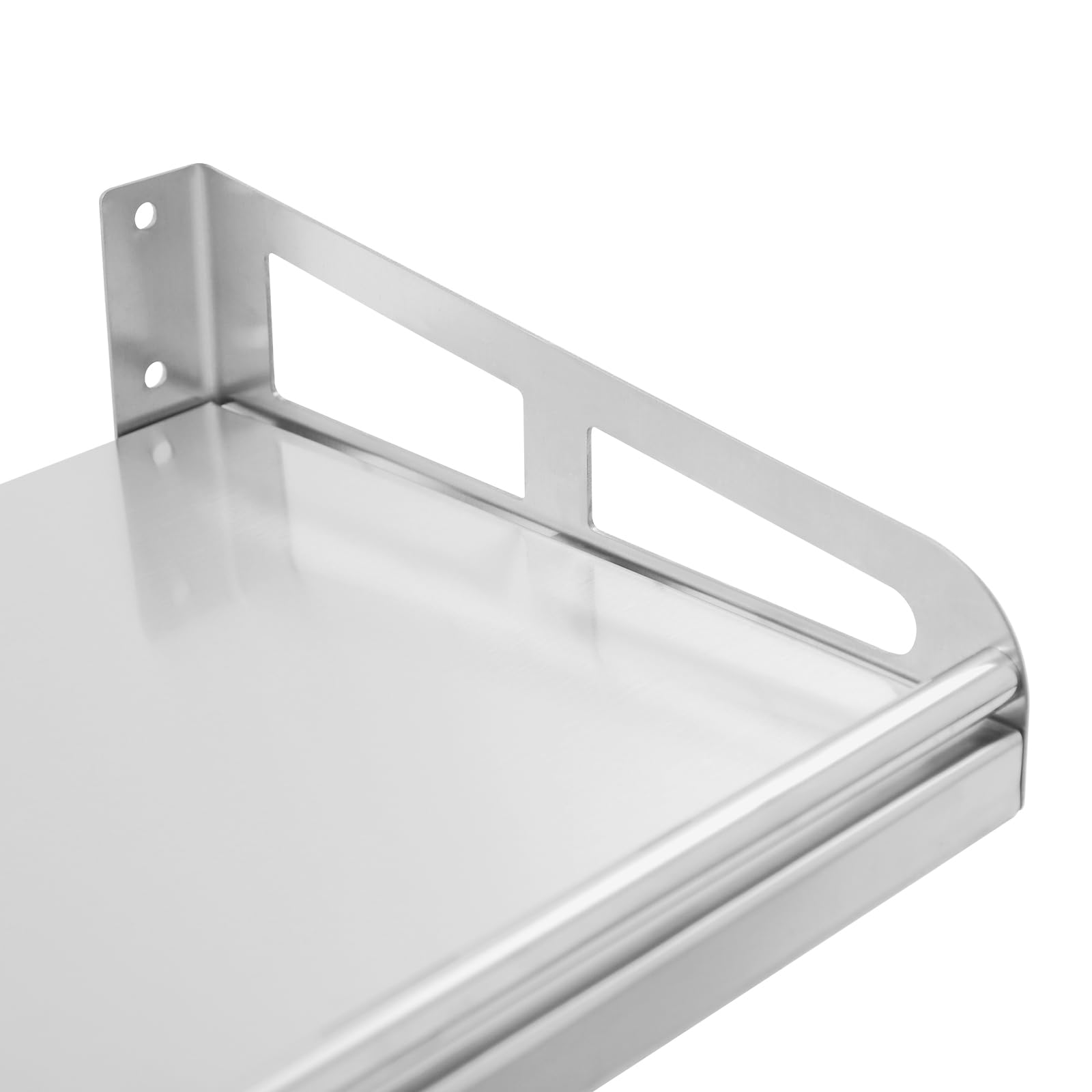 Estante para especias montado en la pared de acero inoxidable 304, estante de almacenamiento fijo de pared con 5 ganchos, adecuado para cocina, salón, dormitorio, oficina, 80 x 25 cm