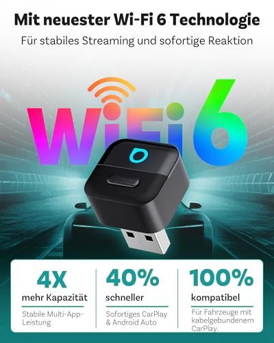 Ottocast Mini Pico, 2026 Neuheit 2-in-1 Wireless CarPlay & Android Auto Adapter mit One-Touch Gerätewechsel, Plug & Play, WiFi 6 & Bluetooth 5.4, Verbindet Sich Automatisch für iPhone & Android