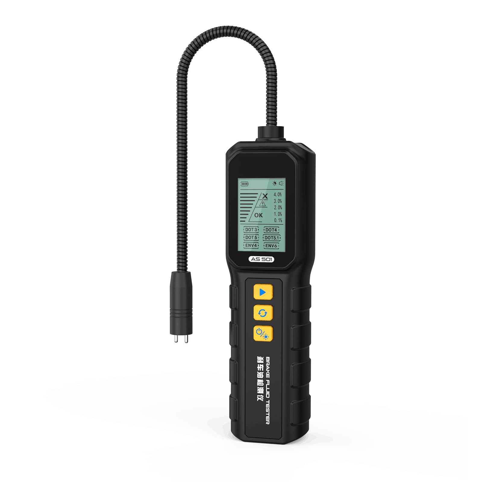 AS501Tester Universale per Liquido dei Freni, per Auto, Test per DOT3, DOT4, DOT5, DOT5.1, ENV-4, ENV-6 con Display retroilluminato ad Alta Definizione