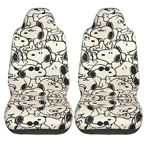 カーシートカバーかわいい スヌーピー アニメ 前席用 2枚セット カー用品 防汚 軽 気性 洗える 普通車 適用 フロント 取付簡単 軽自動車 シートカバー 背面フルカバー ブラック 運転席 助手席 車用 シート カバ