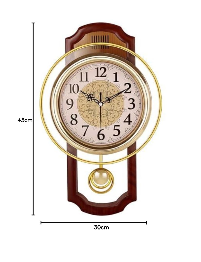 Reloj de pared de péndulo antiguo, reloj de pared silencioso retro con péndulo, simula textura vintage de grano de madera y diseño de movimiento de barrido silencioso, funciona con pilas, para