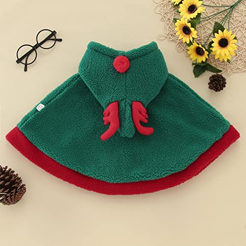 Toddler Kids Winter Cape Christmas Thick Fleece Button Down Windproof Hooded Outerwear Casual Lightweight Cloak2