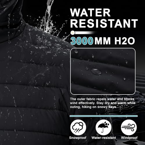 Image of Cotrasen Mens Puffer Jacket Sherpa Lined Water Resistant Hooded Full Zip Mid-Weight Warm Insulated Winter Coat