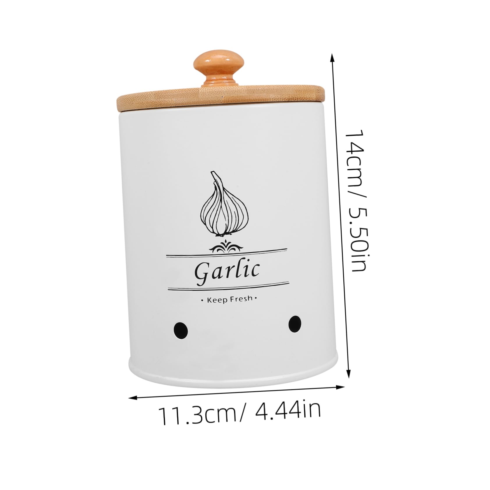 Cabilock Bamboo Garlic Jar Lid Garlic Holder for Counter Ginger Container Kitchen Storage