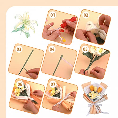 Socnitc Beginner Crochet Kit Yellow Bouquet Crochet Kit With Yarn Balls Knitting Starter Kit For Beginners With Instruction Tutorial And Video Tutorials #TOP4