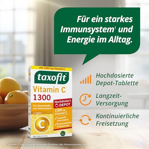 taxofit-Vitamin-C-1300-Fuer-Abwehrkraefte-und-Immunsystem-Mit-hochdosiertem-Vitamin-C-5-x-30-Tabletten - Sparfuchs24.io - Preisvergleich & Top Angebote Online