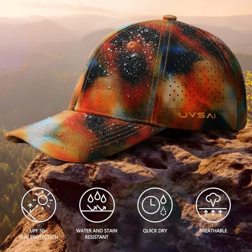 Image of UPF 50+ Performance Water Resistant Baseball Cap Lightweight Breathable Hat Golf Running Boat Hiking for Men Women