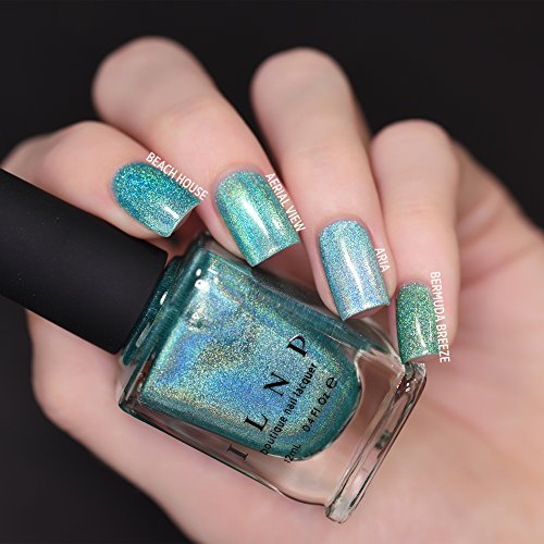 Image of ILNP Aerial View - Aquamarine Ultra Holographic Nail Polish, Chip Resistant Manicure, Long Wear Nail Lacquer, Smooth & Glossy Finish, Non-Toxic, Vegan, Cruelty Free, 12ml