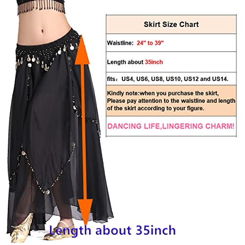Women's Belly Dance Chiffon Skirt with Coins2