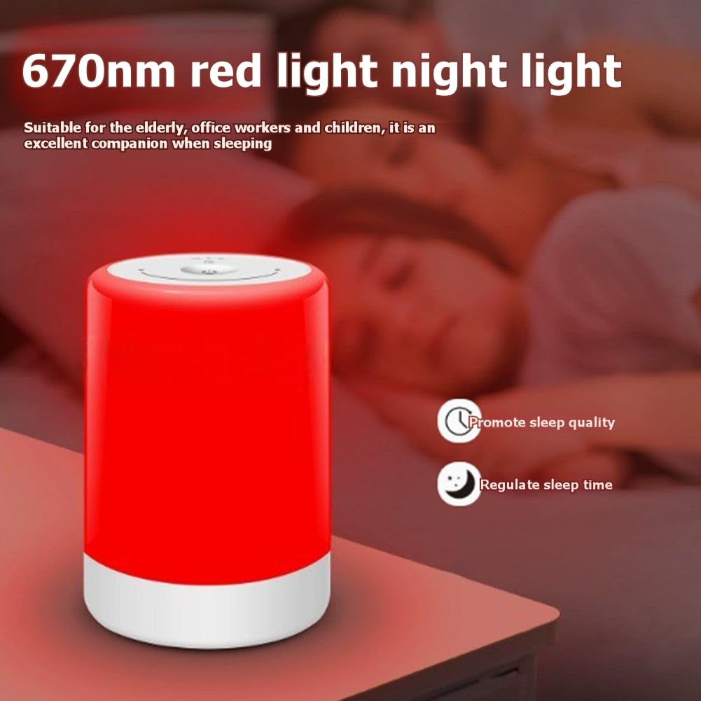Fonction Aide au Sommeil et Lampe de Lumière du Jour, Thérapie par Lumière Rouge pour Le Sommeil, Lumières Nocturnes Rouges avec Longueur d'onde de 670nm, Type Tactile