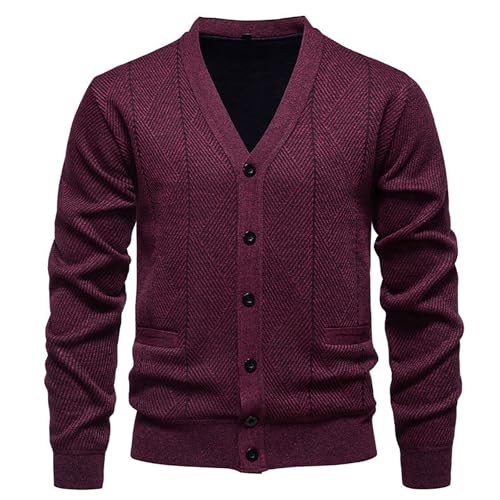 Men's Cardigan Sweater Cable Knit V Neck Button up Sweaters Texture Knitted Ribbed Cardigans Sweaters Fall Winter