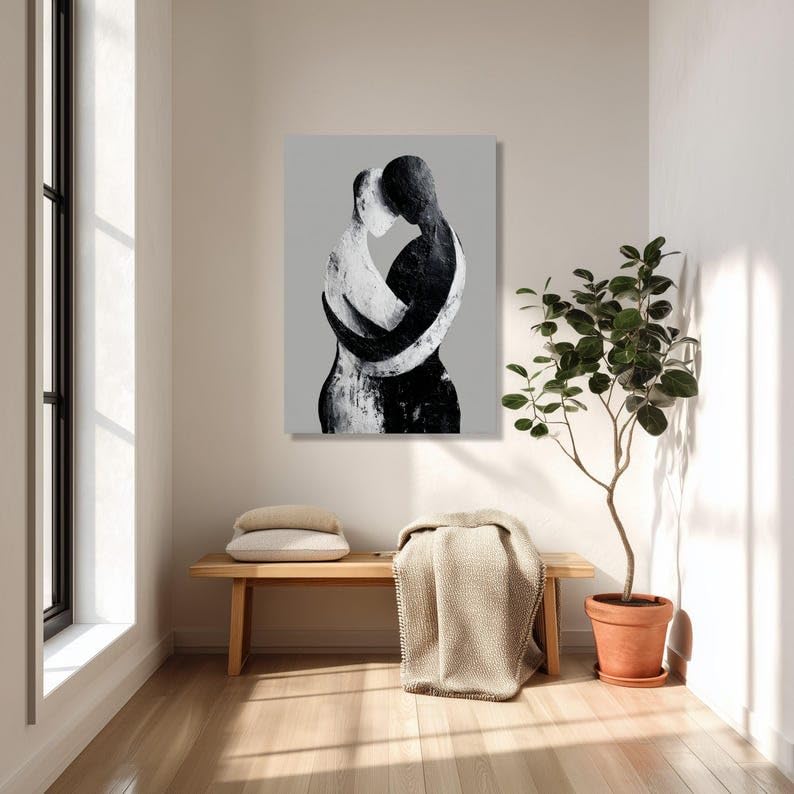 Affiche moderne romantique silhouette grand format salon chic