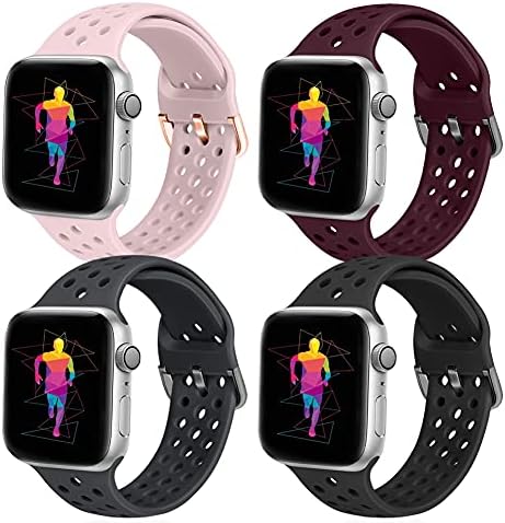 Runostrich Compatible with Apple Watch Strap 45mm 44mm 42mm 41mm 40mm 38mm, Soft Silicone Sport Breathable Replacement Band Compatible for iWatch Series 8/SE/7/6/5/4/3/2/1 for Women Men