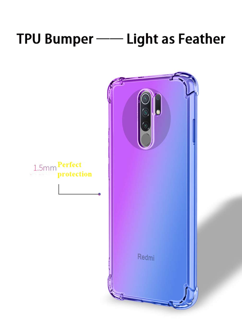 Cover Xiaomi Redmi 9 CANGIANTE Bordo Trasparente - Alpha Store Design