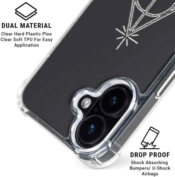 Skinit Clear Phone Case Compatible with iPhone 17 - Officially Licensed Wizarding Worlds Harry Potter Deathly Hallows Symbol Design