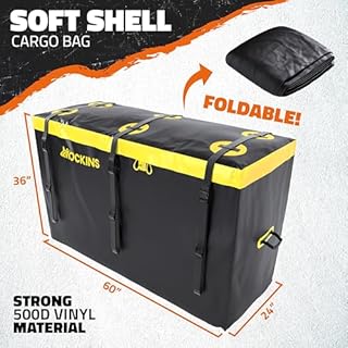 Mockins 30 Cu Ft Trailer Hitch Cargo Carrier Bag | 60"x24"x36" Weatherproof Cargo Bag for Hitch Carrier | Waterproof Truck Bed Storage Set | Vinyl Vehicle Soft-Shell Carriers for Road Trips & Camping