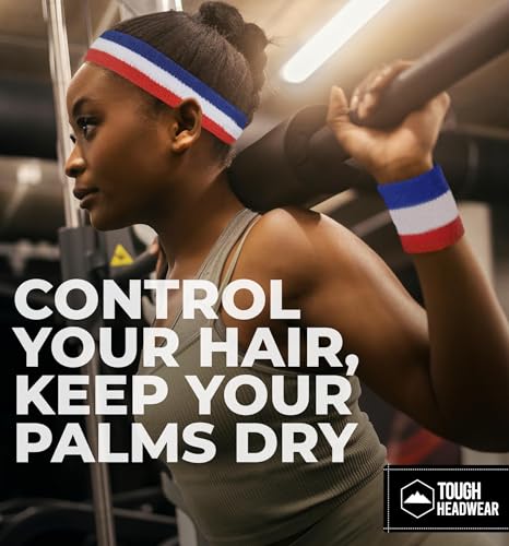 Image of Tough Headwear Terry Cloth Headband - Sweat-Wicking Running Head Band - Basketball Accessories - Headband for Washing Face