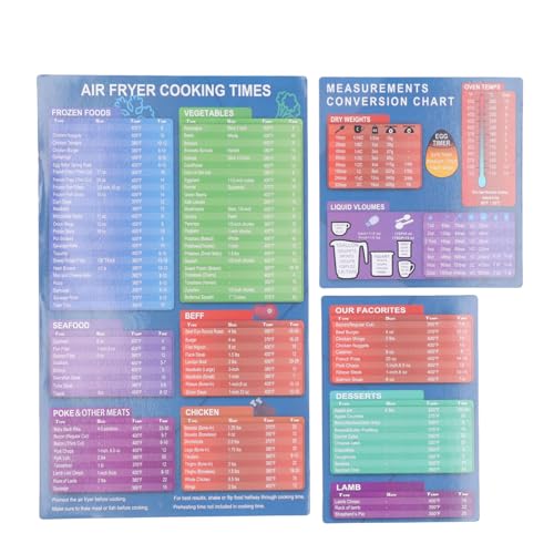 Fryer Cooking Times Magnetic Cheat Sheet Set Quick Reference Guide for Pressure Cookers and Fryers Convenient PVC Material 3pcs