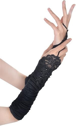 Miniatura 9 de JISEN Guantes de satén para mujer de los años 20 formal nupcial banquete boda ópera manoplas coloridas