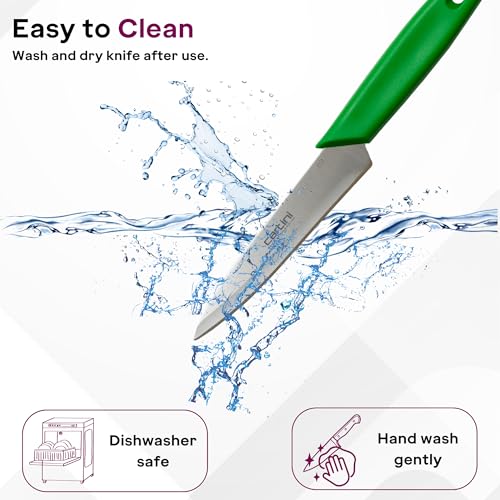 Image of Godrej Locks Cartini Knife | Easy Chopping Knife (Green) for Home, Restaurant and Professional Chef Use| Slicing and Chopping Leafy Vegetables for Multi-Purpose Use | SS Hollow Ground|Stainless Steel