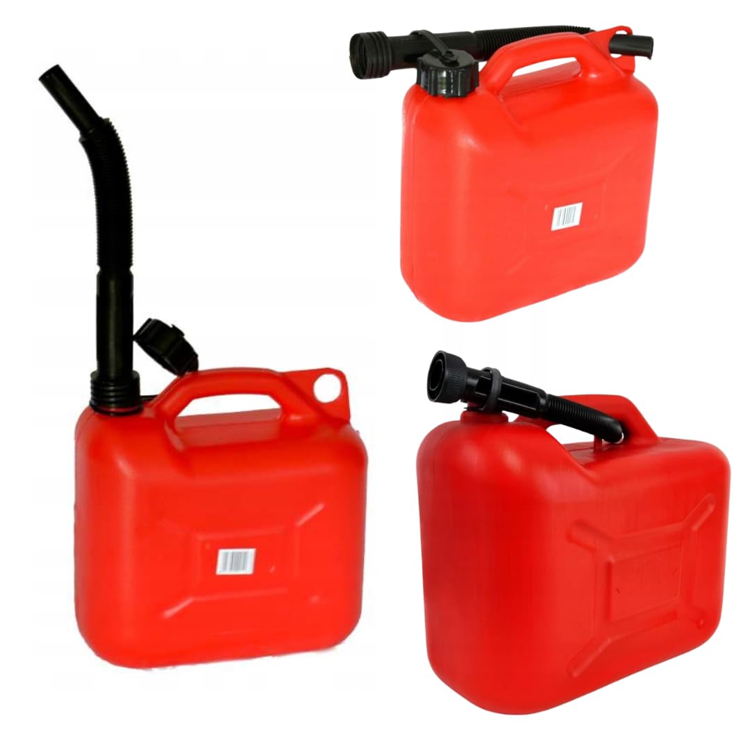 Jerrican Essence avec bec Verseur Rouge 5 L | Bidon robuste et étanche pour essence ou diesel, pratique comme réserve de carburant et facile à transporter
