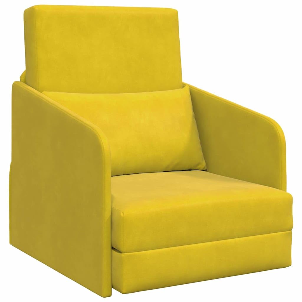 Sofá cama amarillo 65 x 80 x 83 cm funda de terciopelo moderno sofá de suelo cama con marco de metal función plegable para salón, habitación de invitados, oficina