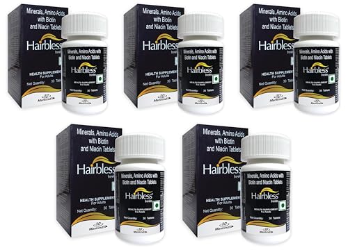 Image of Mankind HairBless Supplement with Biotin, Niacin & L-Cysteine, 30 Tablets (Pack of 5)