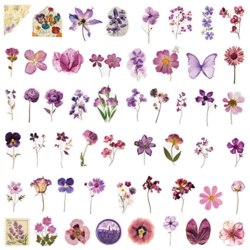 Image of Transparent Flora Scrapbook Stickers Aesthetic Flowers Stickers(200) | Transparent & Waterproof Sticker for Scrapbook Journal Water Bottle Kindle, DIY Crafts, Party Supplies