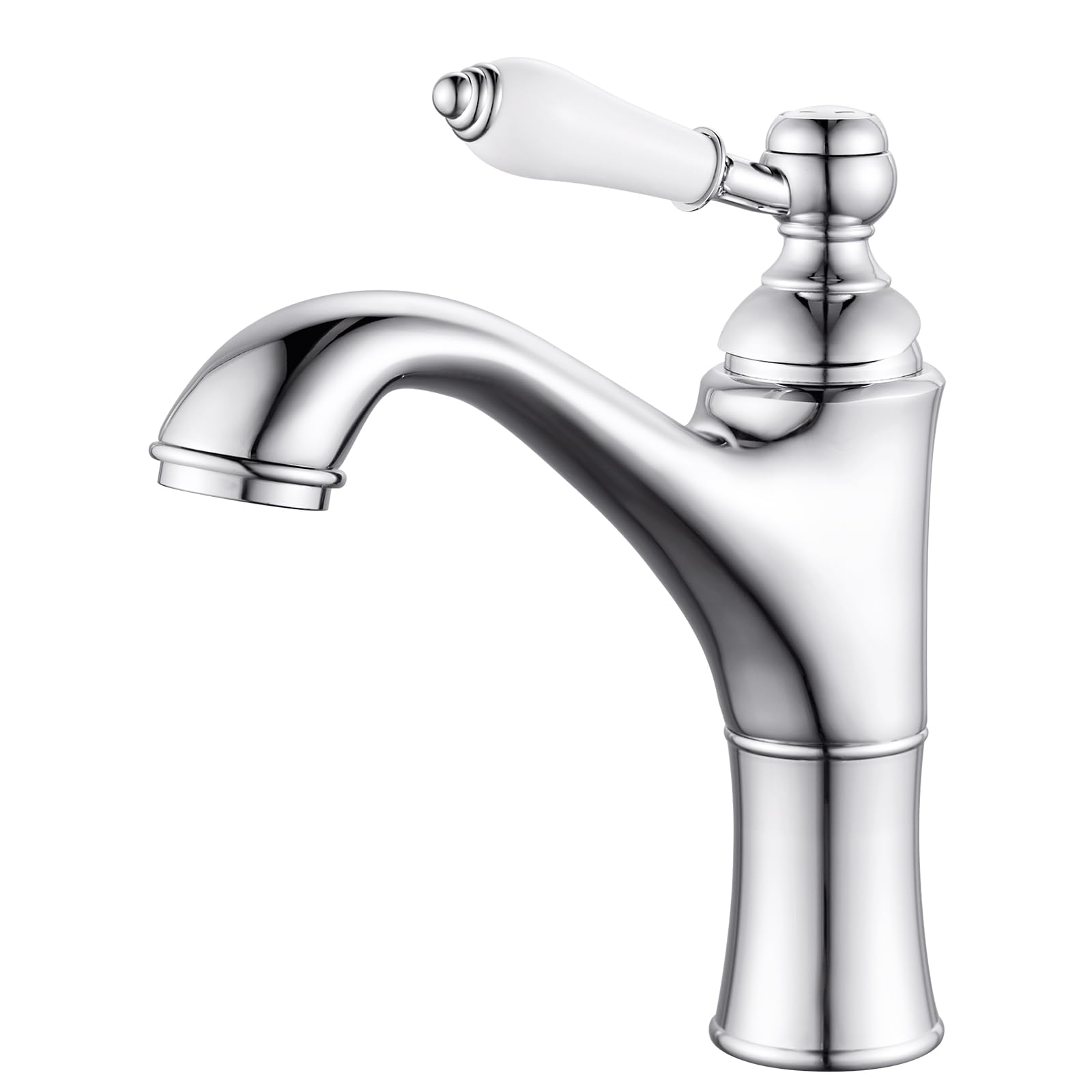 Rubinetto Bagno Lavabo Cromato Monocomando Miscelatore Lavabo Bagno con Manopola in Ceramica, Aeratore Removibile, Ottone G3/8