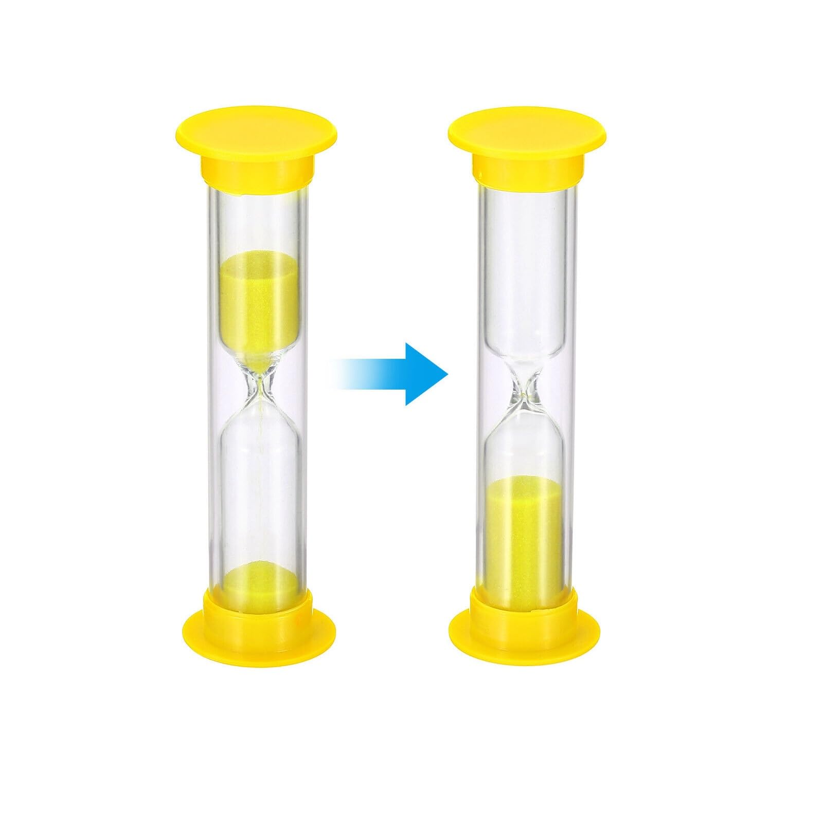 Temporizador de arena de 2 minutos, reloj de arena cubierto de acrílico, temporizador de reloj de arena para aula, juegos, cepillado de dientes, ejercicio, amarillo (paquete de 24)