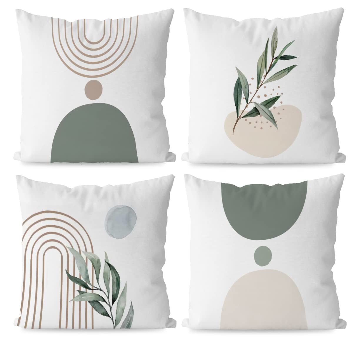 KEUSPI Bohemian Throw Pillow Covers 18 18 Set of 4 Bohemian Home Decor Boho Green Geometric Plant Pillow